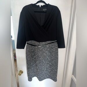 Connected Apparel Black Dress with Belt